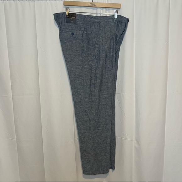 SAKS FIFTH AVENUE Linen Blend Pants Men 38 x 30 Navy Beach Summer NWT - Picture 1 of 8
